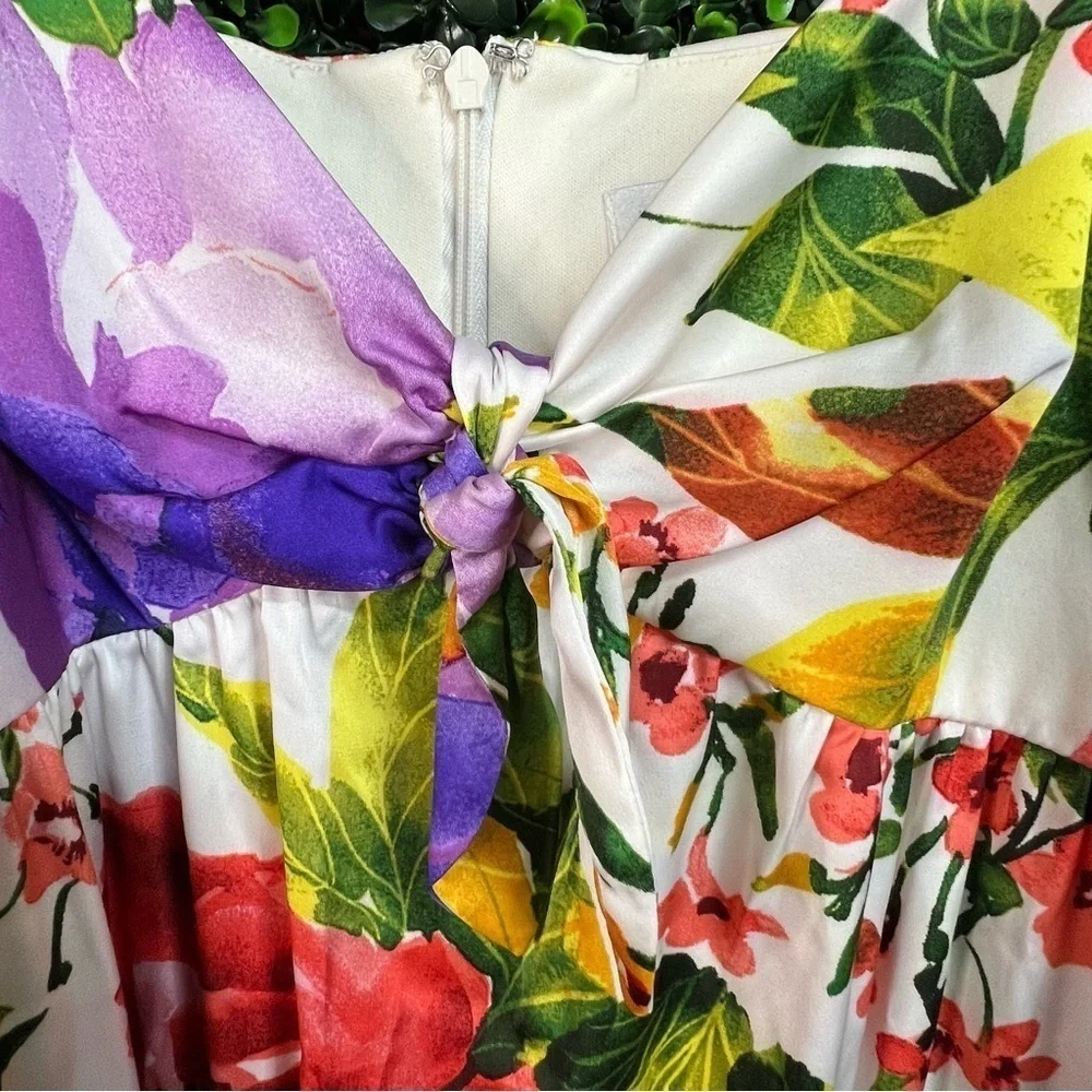 LONDON TIMES | Floral Tie Slip Dress - Picture 6 of 13